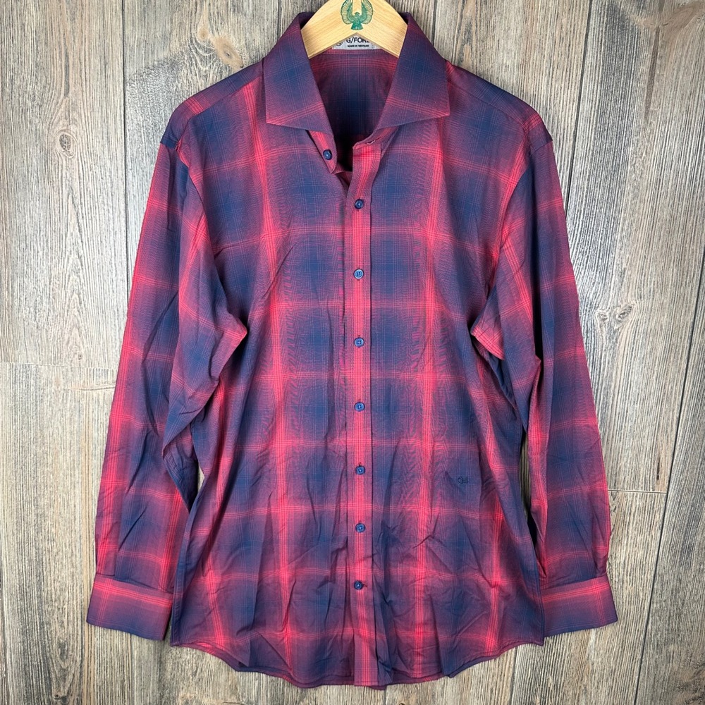 G/FORE Men's Midnight Sky Woven Shirt Long Sleeve Button Up Red Blue Size Large - Picture 2 of 7